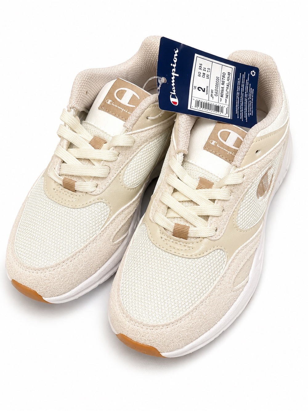 Champion Kids Cream & White Low-Top Sneakers